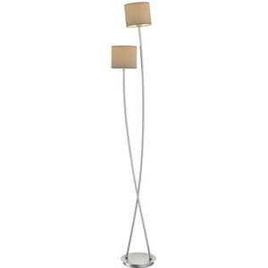 Lucande vloerlamp 'Juljana' (modern) in Crème uit textiel/stof zijde o.a. voor woon-/ eetkamer - met stoffen kap, staande lamp