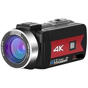 Videocamera Vlogcamera Recorder 56MP Digitale Camera's for Live Streaming Webcam 4K Vlog Video-opname Fotografische Camcorder Recorder Nachtzicht(128G SD Card,Rosso)