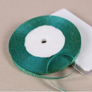 1/4"" (6 mm) 25 yards goud zilver metallic glitter linten voor doe-het-zelf ambachten naaien stof kerstfeest bruiloft benodigdheden cadeauverpakking-6 mm 47 turquoise-25 yards lengte