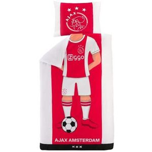 AFC Ajax Amsterdam Dekbedovertrek, geschikt voor dekbed, fanartikelen, dames en heren, rood/wit, 140 x 200 cm