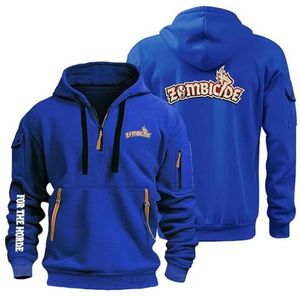 AHYAOFA H.or.d.e Herentrui met capuchon, casual, lange mouwen, met capuchon en 1/4-ritssluiting, buitenpullover, blauw-3, 38-40 Alto