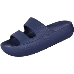 UBOHUZ Zomerpantoffels voor dames, thuis, doucheschoenen, lichtgewicht, strandsandalen, zomerpantoffels voor vrouwen, voor badkamer, zwembad, Blauw, 41 EU