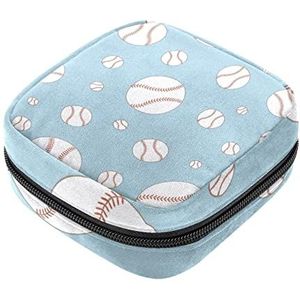Maandverband Opbergtas Menstruatie Cup Pouch Meisjes Reizen Grote Capaciteit Make-up Maandverband Organizer, Honkbal Prints