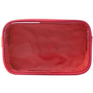 PVC transparante tas duidelijk reizen opslag organisator make-up cosmetische tas zakjes transparante waterdichte toilettas doorzichtige draagtas (kleur: rood, maat: L)