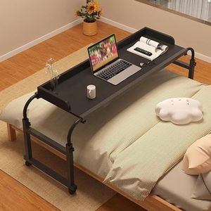 Mobiele bedtafel met wielen, in hoogte en lengte verstelbare bedtafel, staand bedtafel King Size, laptopkarretje over bed, voor ziekenhuis en thuis(White,120 * 40 * 80cm/47.2 * 15.7 * 31.5in)