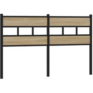 vidaXL Hoofdbord 160 cm ijzer en bewerkt hout sonoma eikenkleurig, hoofdbord bed, achterwand bed, hoofdbord voor bed, hoofdeinde bed