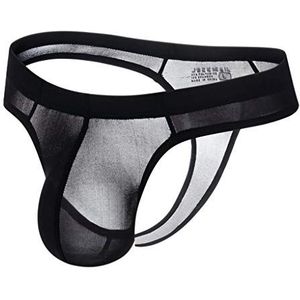 Zhiyao String Tanga voor heren licht transparant ondergoed mannen slips, zwart, M