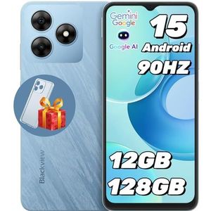 Blackview Wave 8 Mobiele telefoon, Android 15 Smartphone, Goedkoop 6,56 inch HD+ Display, 12 GB + 128 GB/ 2 TF Smartphone, Dual SIM/5000mAh/Octa-Core/90Hz/13MP + 8MP/Fingerprint/GPS/OTG/2 jaar