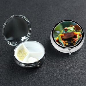 Mooie Boomkikkers Pil Case 3 Compartiment Pillendoos Draagbare Metalen Pil Organizer Leuke Reizen Pil Container Vitamine Organizer voor Portemonnee Pocket Reiscadeau