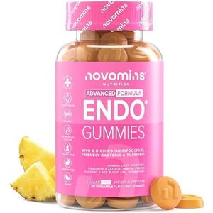Endo Gummis - Myo-Inositol, Kurkuma, Vitamine B6 & Probiotica voor Darmgezondheid - Intieme Gezondheid & Hormonale Balans voor Vrouwen - Endo Support - Glutenvrij - Voorraad voor 1 Maand - Novomins