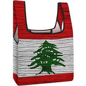 Libanon Houten Textuur Libanese Herbruikbare Boodschappentassen Opvouwbare Boodschappentassen Grote Vouwbare Tote Bag met Lange Handvatten