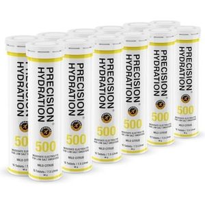Precision Hydration Elektrolyttabletten - Multi-sterkte bruisende hydratatietabletten - Bestrijdt krampen - Laag in calorieën, glutenvrij, veganistisch/vegetarisch (12 tubes, 500mg/L - Gele tube)