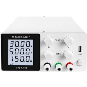 Tafelvoeding van laboratoriumkwaliteit, Instelbare DC-voeding 30V 10A LCD-scherm Bescherm ogen USB Digital Lab Bench Voltage Regulator Switch Eenvoudig in te stellen en te gebruiken(SPS-W305D White)
