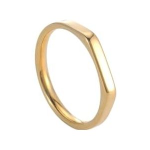 Dames roestvrij staal eenvoudige ring goud, zilver, zwart klassieke ring paar sieraden geschenken (Color : Gold Color_6)