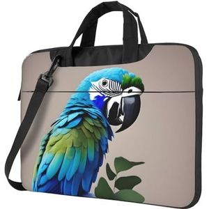 SSIMOO Schattig Halloween-patroon 1 stijlvolle en lichtgewicht laptoptas, handtas, aktetas, perfect voor zakenreizen, Blauwe papegaai knuffelen 1, 13 inch