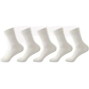 YIJIANUO 2025 Casual Heren Zakelijke Sokken Zomer Winter Katoenen Sokken Sneldrogend Zwart Wit Lange Sok Plus Size, Wit, RU 25-28