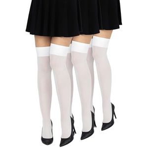 looksy Vrouwen over de knie sokken knie hoge lange effen sokken voor meisje school cosplay uniform kousen 60 den, Bianco - 3 paar, One size