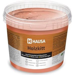 HAUSA Houtkitt 1 kg mahonie houtplamuur, stopverf voor hout, houtplamuur/vulmassa voor het repareren van houtschade, gebruiksklaar, uitstekende vulkracht, sneldrogend, scheurbestendig