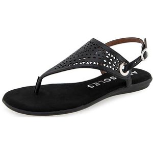 Aerosoles Iole platte sandaal voor dames, Zwart kunstleer, 42 EU
