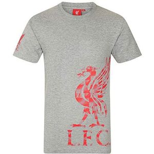 Liverpool FC - T-shirt met opdruk voor mannen - Officieel - Cadeau - Grijze mouw logo - XXL