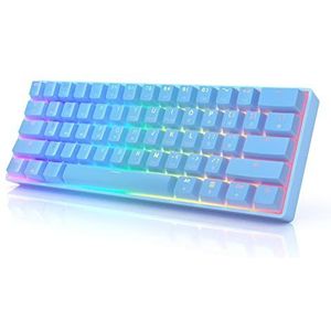 GK61 Mechanisch Gaming-toetsenbord - 61 toetsen Multi Color RGB Verlichte LED Backlit Bedraad Programmeerbaar voor PC/Mac-gamer (Gateron Optisch Bruin, Blauw)