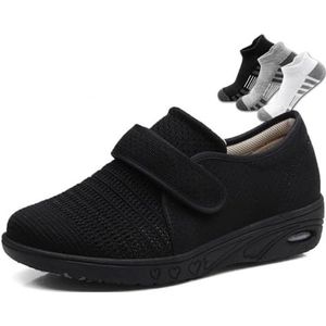 Orthopedische Schoenen Voor Heren,Verstelbaar Schoenen Licht Luchtkussen Oudere Wandelschoenen(Noir,49EU)