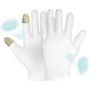 Witte katoenen handschoenen,Verdikte katoenen handschoenen voor droge handen - Hydraterende handschoenen Touchscreen-handschoenen voor slaapschoonheid 's nachts Delr