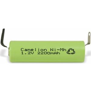 Camelion NiMH oplaadbare batterij Mignon (AA) met 2200mAh en U-soldeer tag in plastic jasje