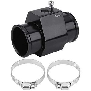 Watertemperatuur verbindingspijp, aluminium, auto, slang, sensor, meter, adapter, zwart (36mm)