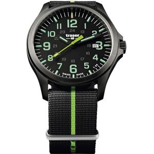 Traser Heren analoog kwarts horloge met nylon armband 107426, zwart, riem