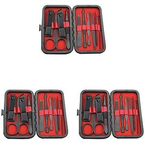3 Set van Travel Home Manicure Roestvrij Nagelknipper Tool Set met Case 10 Stuks, 10 Stuks, 15x10 cm