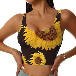 Mooie Zonnebloem. Print Comfortabel Vrouwen Sport Vest Yoga Workout Vest voor Vrouwen Lichtgewicht Zomer, Zwart, S