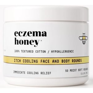 ECZEMA HONEY Jeuk verkoelende gezichts- en lichaamsrondes, anti-jeuk katoenen gezichtspads, vochtinbrengende crème voor eczeem, droge en gevoelige huid (50 katoenen ronden)