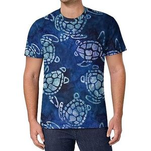Zeeschildpad blauw heren T-shirt met korte mouwen casual ronde hals T-shirt mode zomer tops
