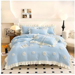 Kanten rand beddengoed dekbedovertrek, Prinsessenkanten ruches bloemen borduurwerk beddengoedset dekbedovertrek kussenslopen veelkleurig meerdere maten verpakking van 3(7,220x240cm 3 pcs)
