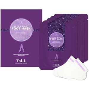 TOI:L Extra zijdeachtige voetmaskerhandschoenen, 5 paar, premium voetverzorgingsbehandeling, intensief hydraterend, voedend, reparerend voor droge en ruwe beschadigde voet