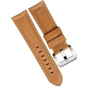dayeer Echt Rundleer Retro Horloge Band Voor Panerai PAM111 441 Horlogeband Man Polsband 20mm 22mm 24mm (Color : Light brown silver, Size : 22mm)