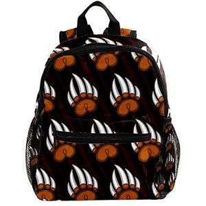 Grizzly Bear Claw Oranje Leuke Mode Mini Rugzak Pack Bag, Meerkleurig, 25.4x10x30 CM/10x4x12 in, Rugzak Rugzakken