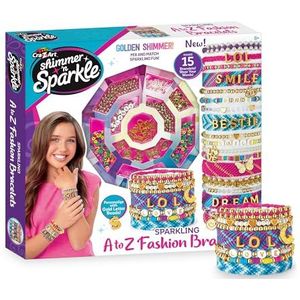 Shimmer 'n Sparkle Sprankelende A-Z Fashion Armbanden Maken Kit - Maak 15 unieke armbanden, wordt geleverd met letterkralen, bedels en metalen draad, geweldig voor kinderen vanaf 8 jaar