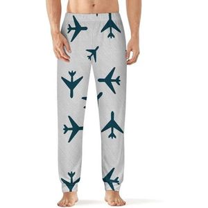 Groene Vliegtuig Mannen Pyjama Broek Zachte Lounge Bottoms Met Pocket Slaap Broek Loungewear