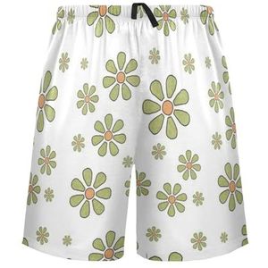 LI ZHI XIN Herenpyjamabroek, korte pyjamabroek, zomer casual shorts, elastische tailleband met trekkoord, rechte losse pasvorm met 2 zakken, S-XXL geel bloemenpatroon, Meerkleurig, S