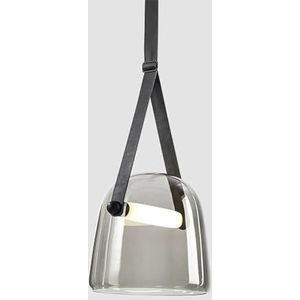 LANGDU LED glazen hanglamp, postmoderne creatieve decoratieve binnenverlichting kroonluchterarmaturen, in hoogte verstelbare hanglamp for keukeneiland studeerkamer woonkamer bar(Color:Smoky gray)