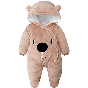 Babyrompertje met capuchon, flanel, jumpsuit, sneeuwpak met voeten, winterromper, 0-3 maanden