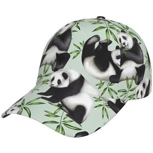 Baseball Cap Twill Fitted Cap Hoed Verstelbare Maat Laag Profiel Hoed voor Mannen Vrouwen Panda Bamboe Zwart, Zwart, one size