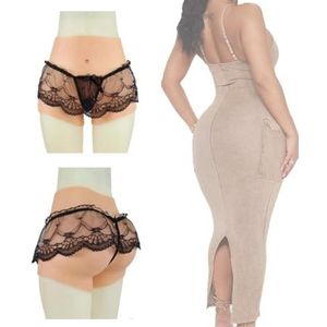 FSYH Siliconen Heupvergrotingsbroek met Verborgen Gaff, Nep-Billenshaper Controle Boxer Shorts voor Crossdressing Kleding,Ivory white,Basic