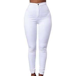 EMMA Dames stretch buisjeans bonbon kleuren skinny denim jeans modern casual lange slim broek hoge taille potloodbroek