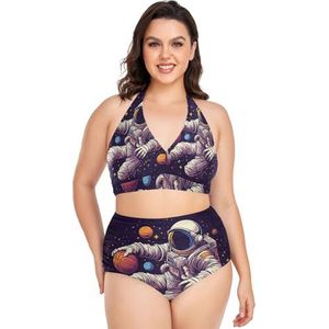 Baby Space Astronaut Vrouwen Bikini Sets Plus Size Badpak Twee Stukken Hoge Taille Strandkleding Meisjes Badpakken, Pop Fashon, 3XL