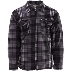 Hoang Thermische jas voor heren, houthakkersjack, hemdjack, flanel, werkjas, geruit gevoerd, zwart, M