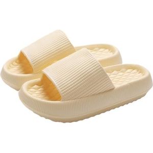 Jhsm-danielfan Set van 2 dikke pantoffels voor dames met plateauzool en wolk - EVA-zachte zool kussentjes voor zomer, strand en thuis, antislip badslippers, Geel, 40 EU