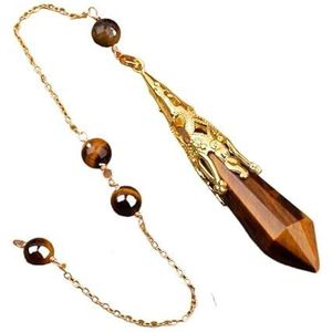Vintage Natural Gemstones Bronze Pendulum Chains Pendant Necklace Healing Dangle Pendulum Jewelry Reiki Pendulum Decor (Color : Tiger Eye Gold)